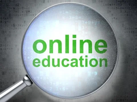 Studying concept: Online Education with optical glass Stock-Illustration