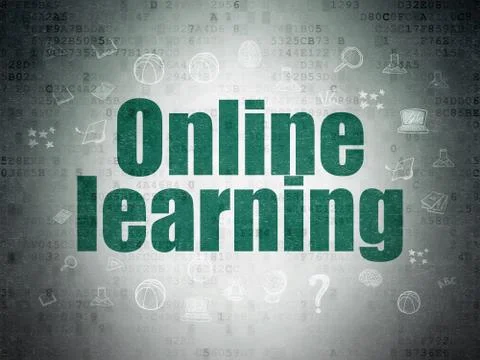 Studying concept: Online Learning on Digital Paper background イラスト素材
