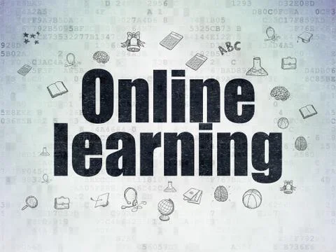 Studying concept: Online Learning on Digital Data Paper background 스톡 일러스트