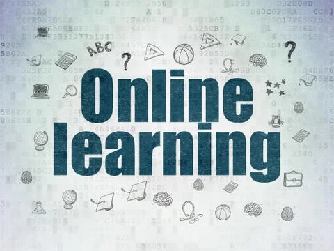 Studying concept: Online Learning on Digital Data Paper background 스톡 일러스트