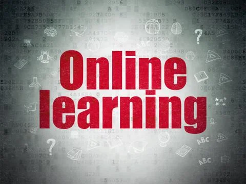 Studying concept: Online Learning on Digital Data Paper background Stockillustratie