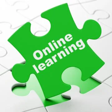Studying concept: Online Learning on puzzle background Illustration