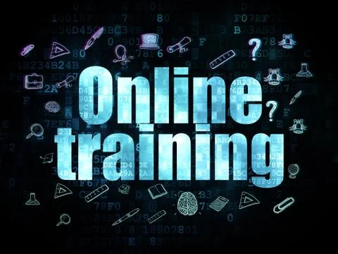 Studying concept: Online Training on Digital background Stock Illustration