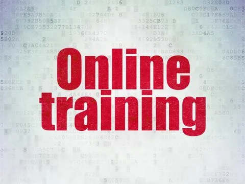 Studying concept: Online Training on Digital Paper background Stock Illustration