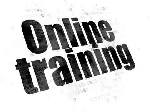 Studying concept: Online Training on Digital background Stock Illustration