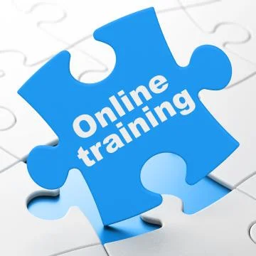 Studying concept: Online Training on puzzle background Illustration