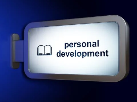 Studying concept: Personal Development and Book on billboard background Stock Illustration