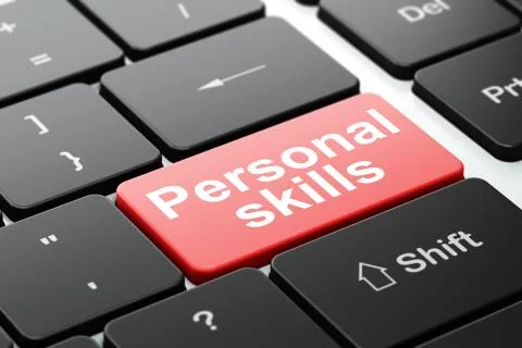 Studying concept: Personal Skills on computer keyboard background 스톡 일러스트