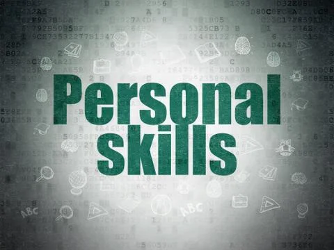 Studying concept: Personal Skills on Digital Data Paper background Stock Illustration