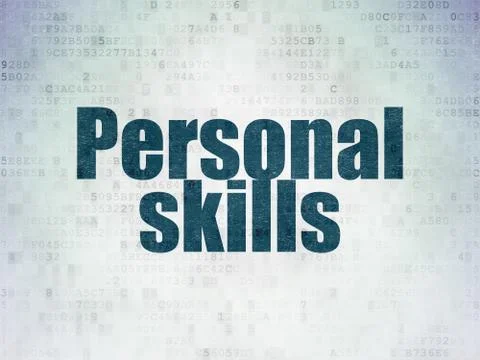 Studying concept: Personal Skills on Digital Data Paper background Stockillustratie