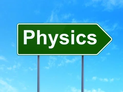 Studying concept: Physics on road sign background Stock Illustration