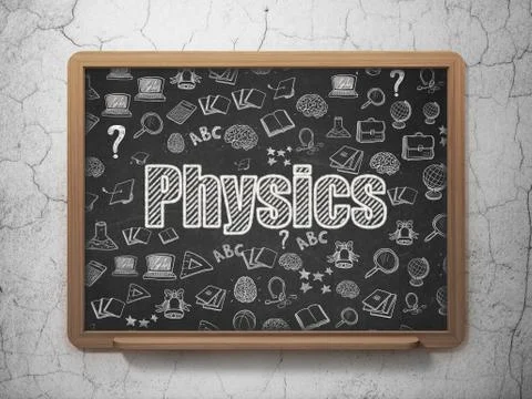 Studying concept: Physics on School board background Stock Illustration