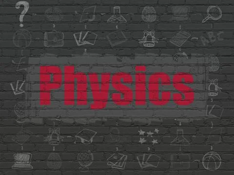 Studying concept: Physics on wall background Stock Illustration