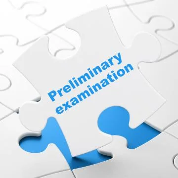 Studying concept: Preliminary Examination on puzzle background Illustrazione stock