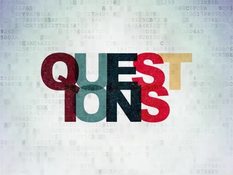 Studying concept: Questions? on Digital Data Paper background Stock Illustration