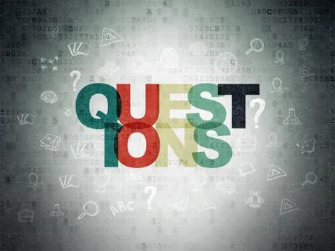 Studying concept: Questions? on Digital Data Paper background Stock Illustration