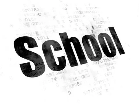Studying concept: School on Digital background 스톡 일러스트