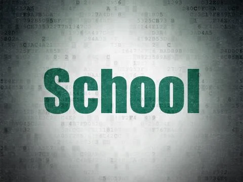 Studying concept: School on Digital Data Paper background Stock Illustration