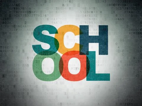 Studying concept: School on Digital Data Paper background Stock Illustration
