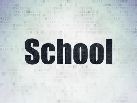 Studying concept: School on Digital Data Paper background Stock Illustration