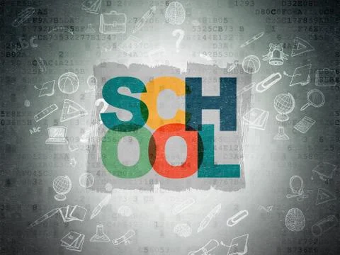 Studying concept: School on Digital Paper background Stockillustratie