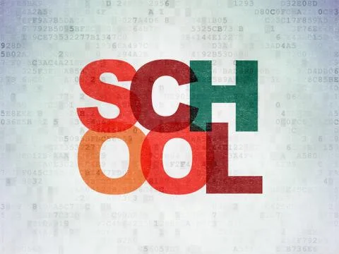 Studying concept: School on Digital Paper background Stock Illustration