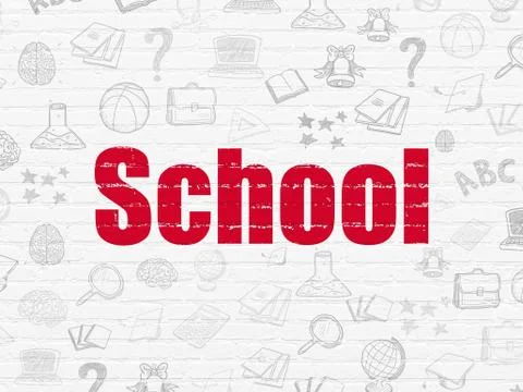 Studying concept: School on wall background Ilustración de archivo
