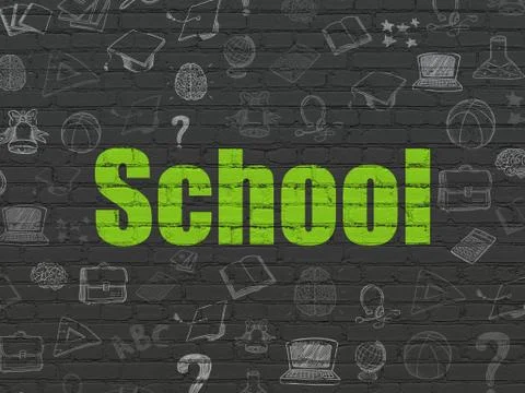 Studying concept: School on wall background Ilustración de archivo