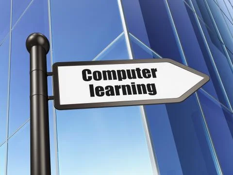 Studying concept: sign Computer Learning on Building background Stock Illustration
