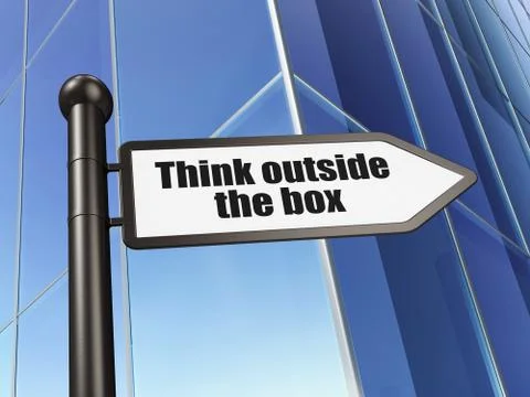 Studying concept: sign Think outside The box on Building background Ilustración de archivo