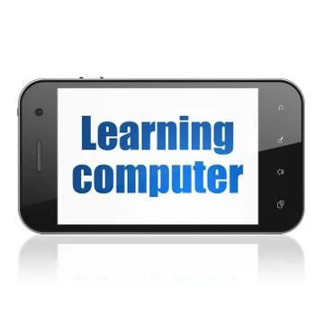 Studying concept: Smartphone with Learning Computer on display 스톡 일러스트