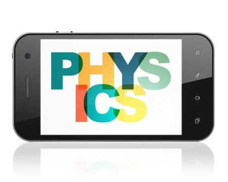 Studying concept: Smartphone with Physics on  display Stock Illustration