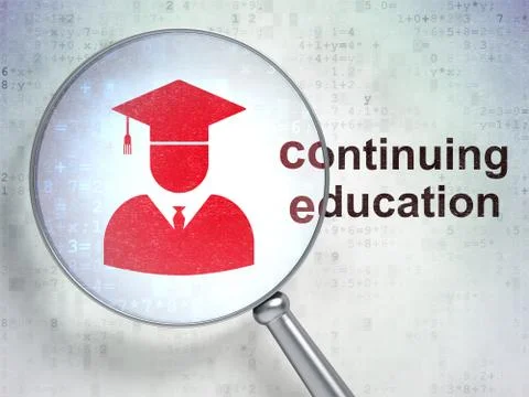 Studying concept: Student and Continuing Education with optical glass Stock Illustration