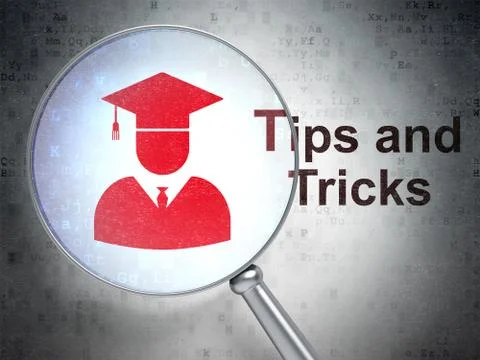 Studying concept: Student and Tips And Tricks with optical glass Stock Illustration
