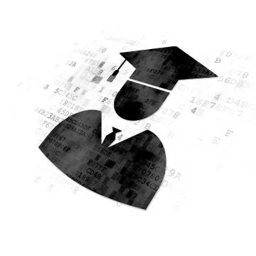 Studying concept: Student on Digital background Illustrazione stock