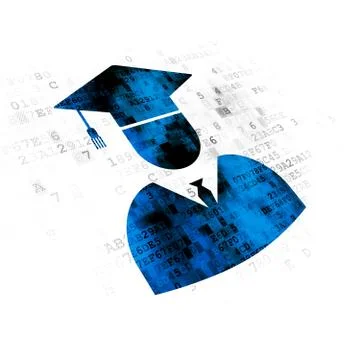 Studying concept: Student on Digital background Stock Illustration