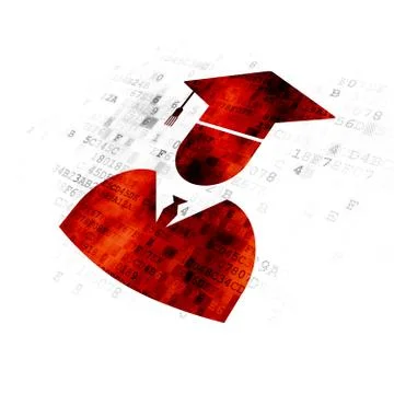 Studying concept: Student on Digital background Stock Illustration