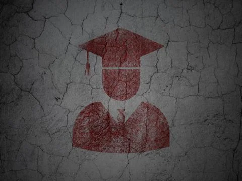 Studying concept: Student on grunge wall background Illustrazione stock