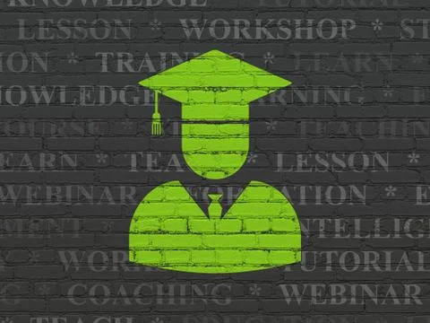 Studying concept: Student on wall background Illustrazione stock