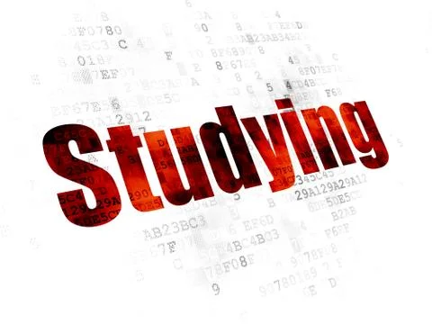 Studying concept: Studying on Digital background イラスト素材