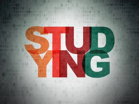 Studying concept: Studying on Digital Data Paper background イラスト素材
