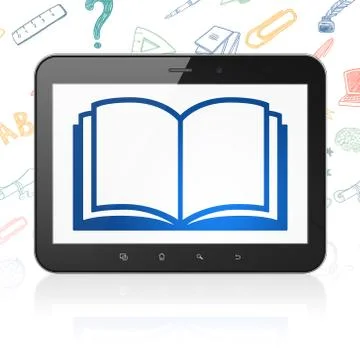 Studying concept: Tablet Computer with Book on display Stock Illustration