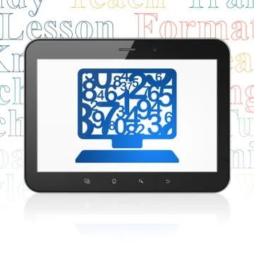 Studying concept: Tablet Computer with Computer Pc on display Иллюстрация