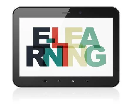 Studying concept: Tablet Computer with E-learning on  display Stock Illustration