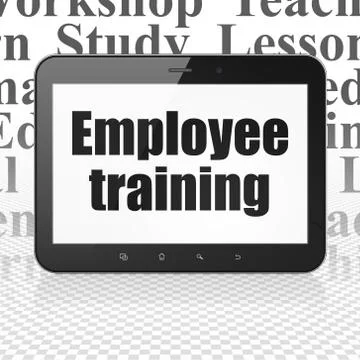 Studying concept: Tablet Computer with Employee Training on display Stock Illustration
