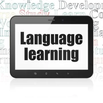 Studying concept: Tablet Computer with Language Learning on display Illustrazione stock