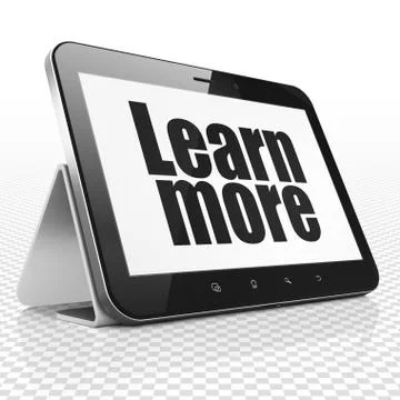 Studying concept: Tablet Computer with Learn More on display Stock-Illustration