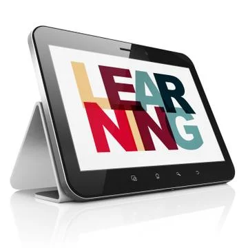 Studying concept: Tablet Computer with Learning on  display Stock Illustration