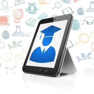 Studying concept: Tablet Computer with Student on display Stock Illustration