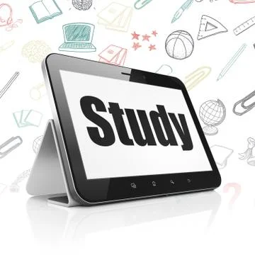 Studying concept: Tablet Computer with Study on display Stock Illustration